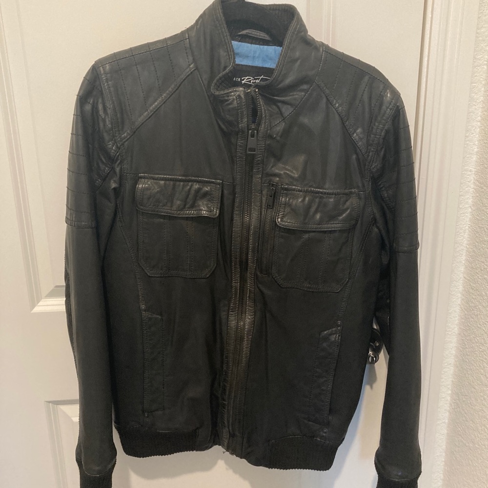 Black rivet leather jacket